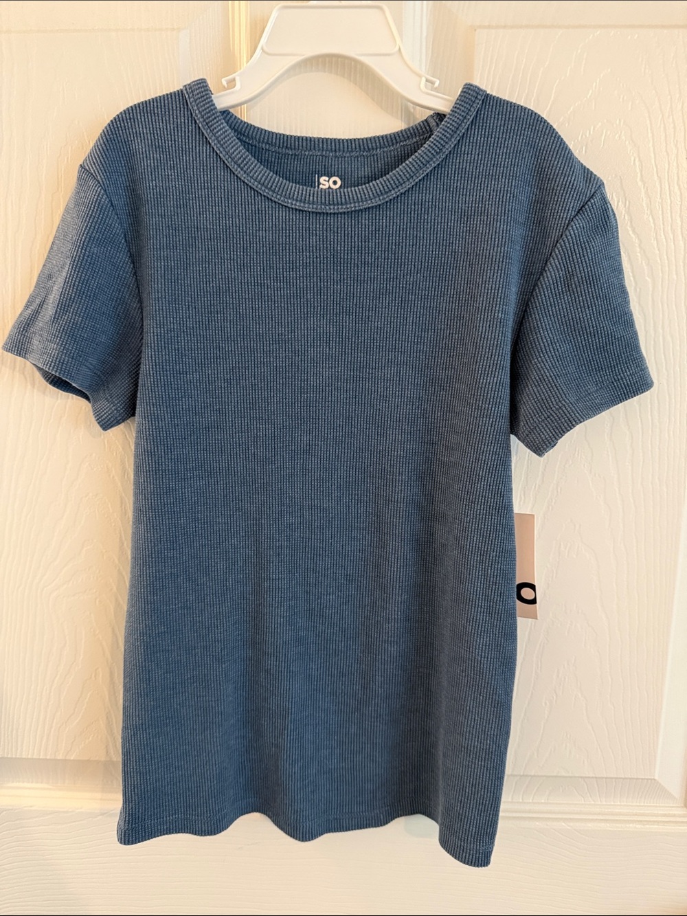 SO Short Sleeve Ribbed Tee in Dusty Blue
